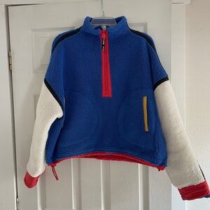 Free People Mountain High 1/2 Zip Fleece - Stellar Blue Combo